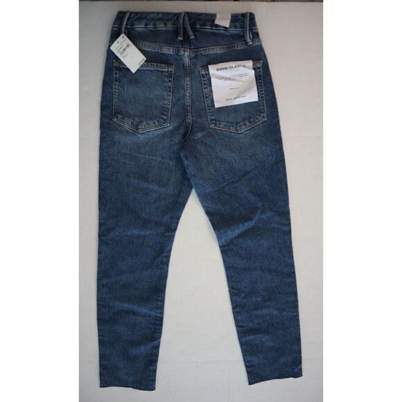 Good American Women's Sz 2/26 Blue Good Classic Raw Edge Ankle Jeans - Picture 2 of 10